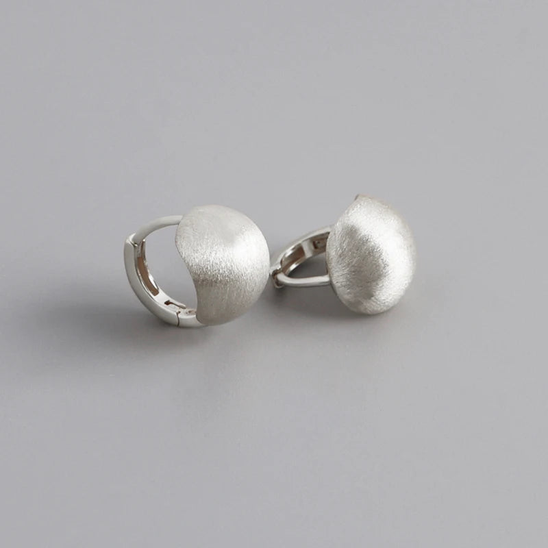 Geometric Half Round Ball 925 Sterling Silver Brushed Clip Earrings for Women Gifts Jewelry