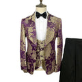 XS-2XL Suit Men's Dress High-end Pattern Banquet Wedding Green Collar Three-piece Dance Performance Dress