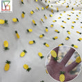 Fruit Embroidery Children's Clothing Dress Lace Fabric Pineapple Pattern Fabric High Density Embroidery Mesh Lace Fabric