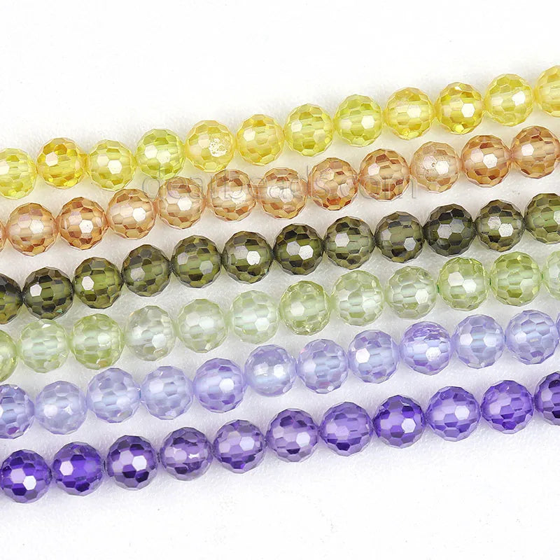 6mm Faceted Colors Cubic Zircon Beads Colourful Clear CZ Gemstone Beads 6mm for DIY Jewelry Making