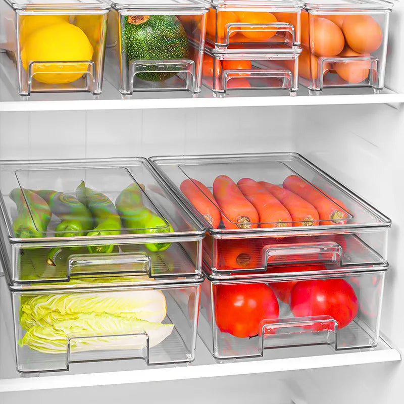 OEM Factory PET Plastic Storage Mesh Bag 6 Pieces Per Set Transparent Anti-Slip Stackable Egg Fruit Storage Refrigerator