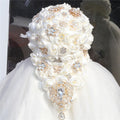 16*32*23cm Multicolor Wedding Waterfall Bridal Bouquet Rhinestone Ribbon Rose Bridal Bouquet MegaBDM