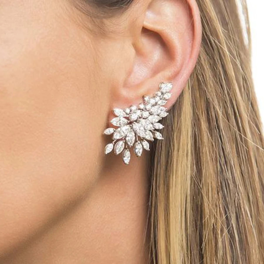 CAOSHI Sparkling Women's Cubic Zirconia Ear Piercing Silver Gold Rose Gold Color Gorgeous Female Wedding Stud Earring for Women