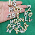 CZ9101 18k Gold Platinum Iced Out Puffy Bubble Leopard Print CZ Pave Monogram Alphabet Initial Diamond Letter Charm Pendant