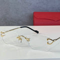 New Luxury Brand Glasses Frame Men Sunglasses Gold Rimless Eyeglasses for Anti Reflective Clear Lens Prescription Spectacles
