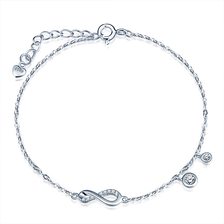 925 Sterling Silver Jewelry Infinity Zircon Charm Bracelet Women