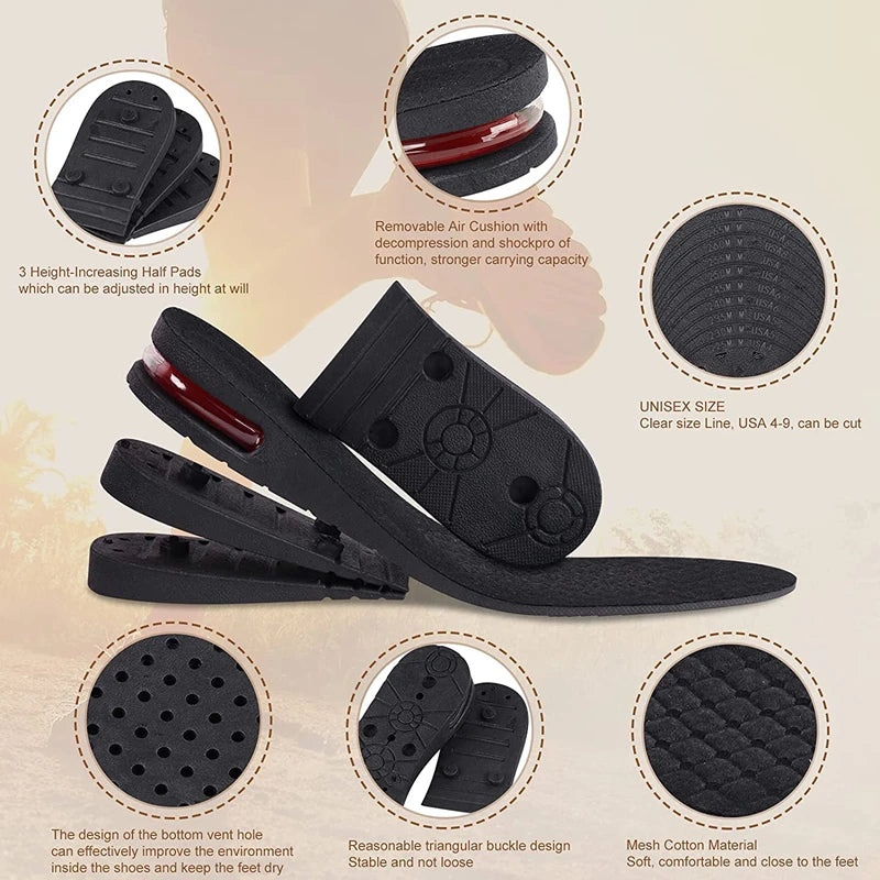 Outlet Layer Height Increase Insole Air Cushion Shoe Lifts Shock Absorption Heel Elevator Shoes Insole