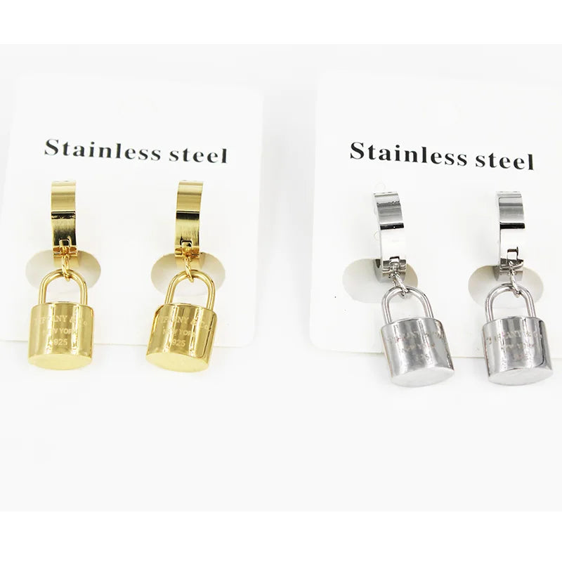 BMZ 2025 New Fashion New Lock Pendant Earring Stainless Jewelry