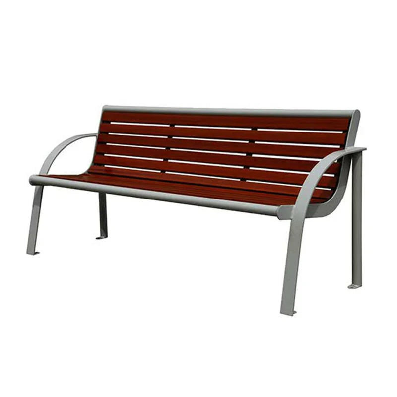 Outdoor Park Powder Coated Wood Plastic Composite Bench Seat Outside Street Bench Seating Public Garden Patio Chair Bench