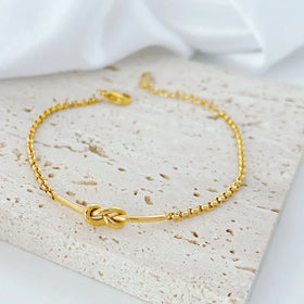 Fashion Waterproof Link Chain Knot Bracelet Tarnish Free 18k Gold Plated Stainless Steel Bracelet for Girl Pulseras Y Brazaletes