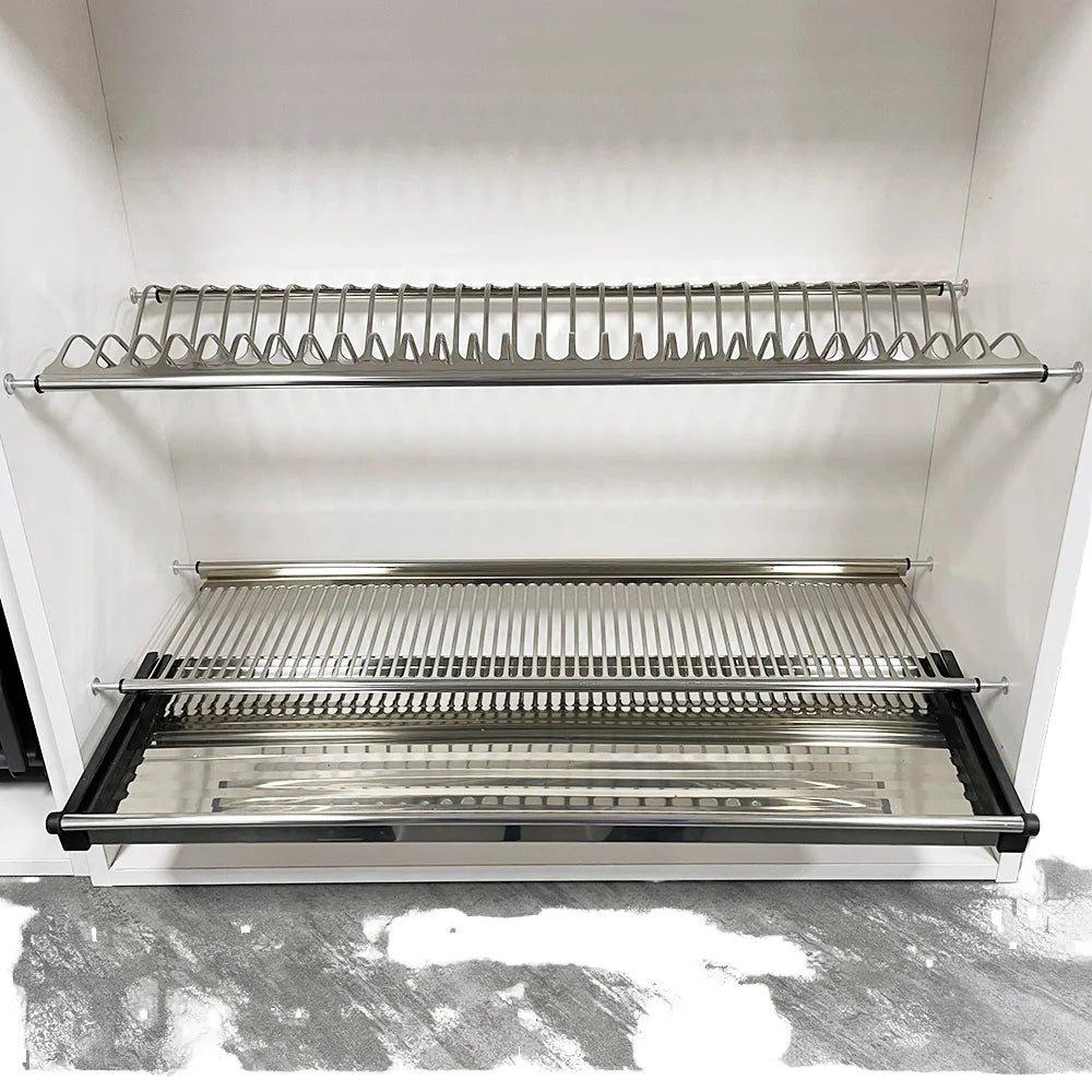 Kichan Modern Style Chrome Finish Kitchen Storage Rack Drain Bowl for Tableware Strong Bearing Capacity Easy Installation