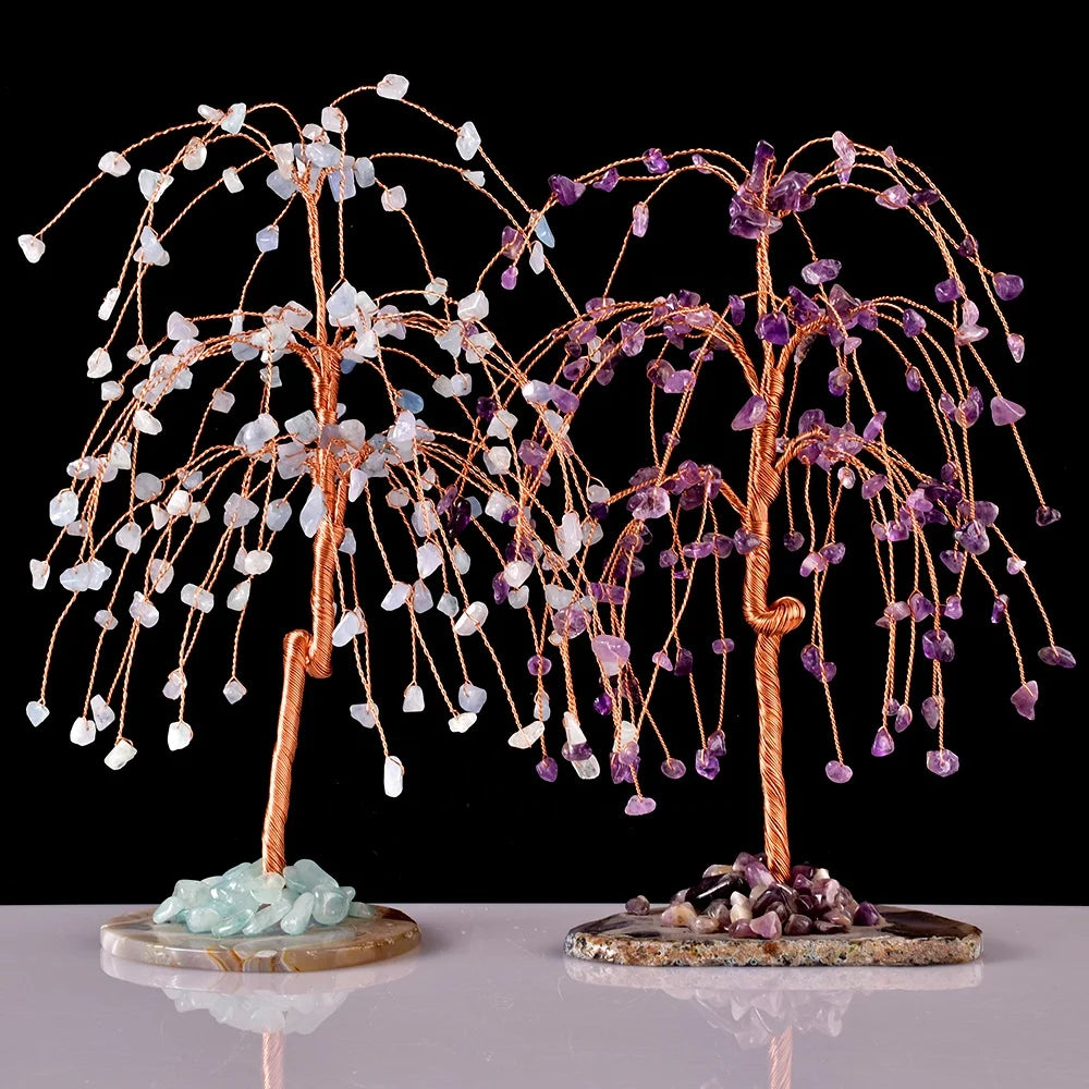 Wholesales Natural Gem Crystals Healing Stones Wishing Tree Hand Made Lucky Crystal Tree for Christmas Decoration