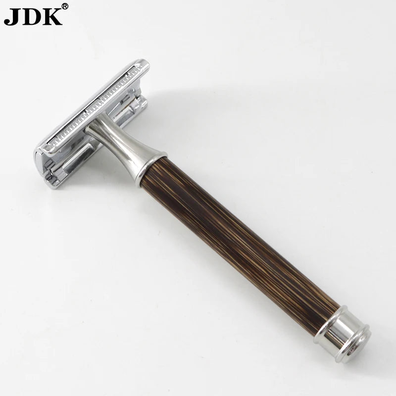 Premium Quality Bamboo Wood Handle Beard Shaving Safety razor Double Edge Private Label Safety razor with Blades for Men