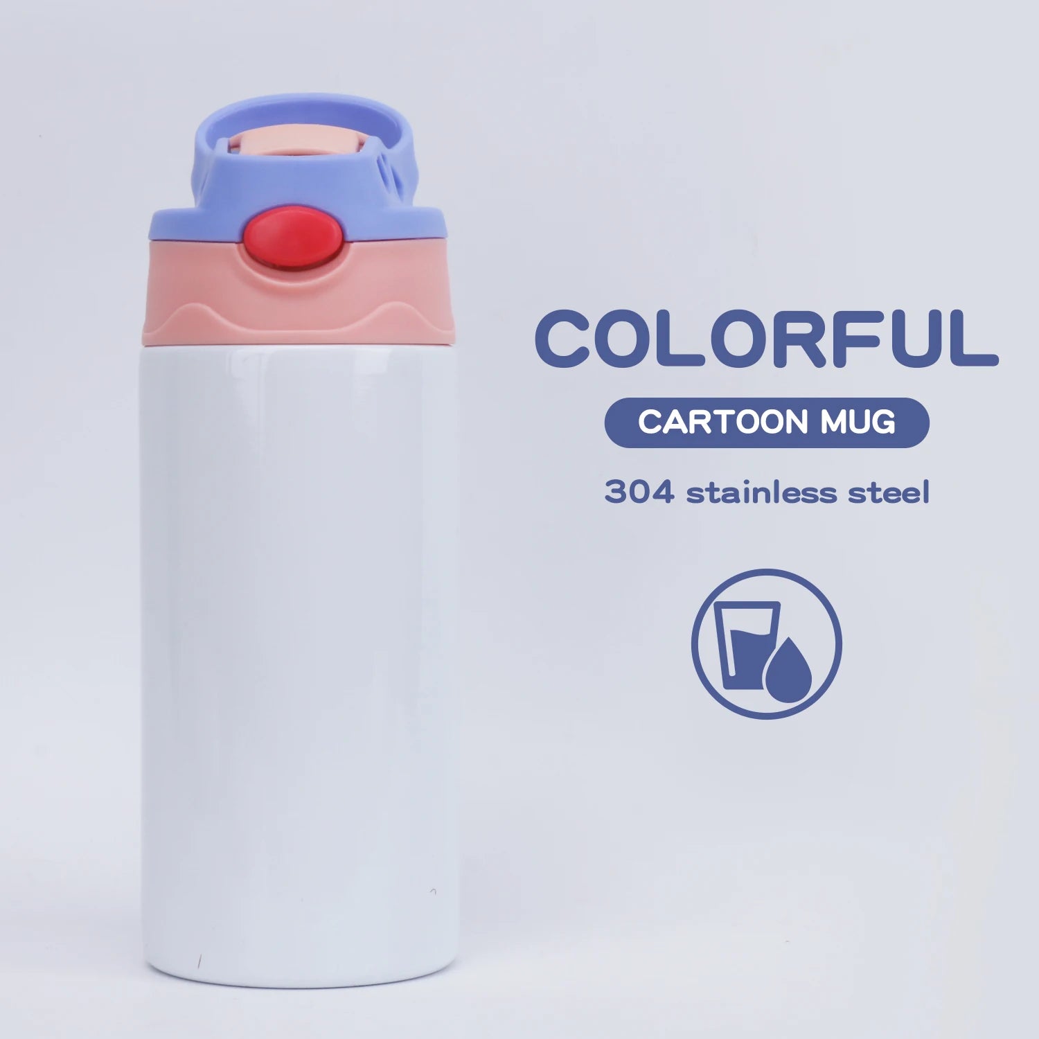 12oz Children Cup Stainless Steel Tumblers Insulated Coffee Cup Kids Thermos Water Bottle  Colorful Leakproof Lid
