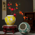 Elegant Office & Home Decor Colorful Ceramic Flower Vase with Porcelain Design for Workspaces and Tabletops