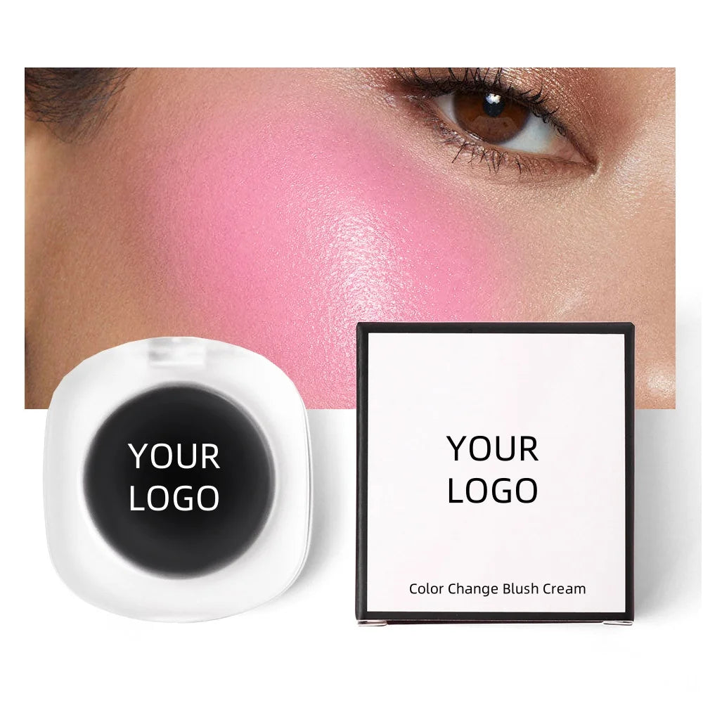 2024 New Private Label Vegan Blush Custom Logo Long Lasting High Pigment Black Silky Cream Blusher PH Color Change Blush