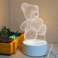 3D Acrylic Bear Dinosaur Unicorn Night Light RGB Animal Vision 3D Acrylic Lamp Custom Pattern Touch Control Lamp