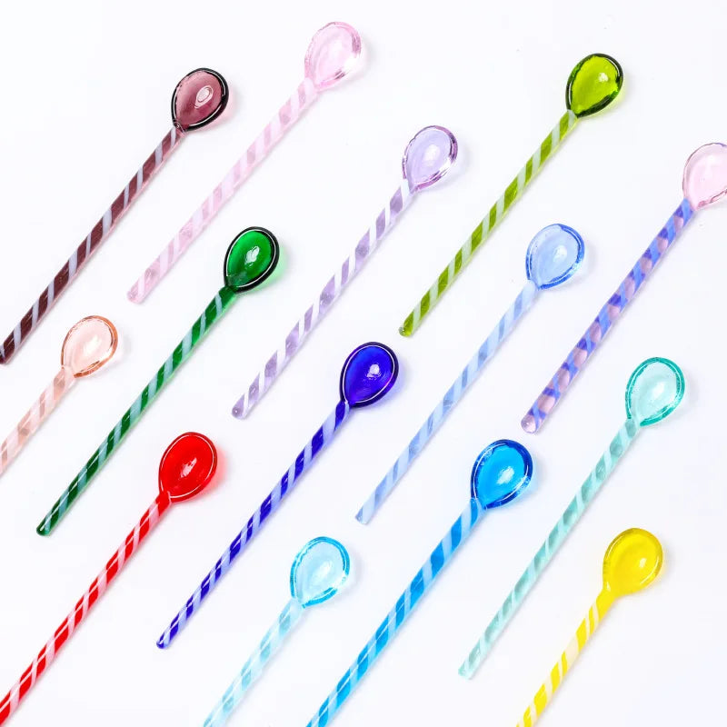 Reusable Glass Spoon Stirring Rod Multicolor Dessert/coffee/milk Spoon New Product Ideas 2023