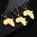 European American New Hip-hop Stainless Steel Pendant Necklace Gold Plated African Map Necklace for Women