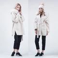 Dropship Wholesale Price Real fox Fur Trim Trench Wool Cashmere and fox Fur Coat