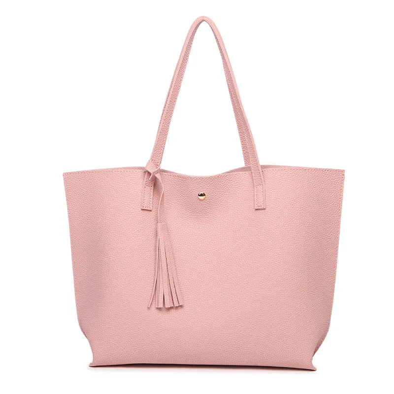 2022 Hot Seller Women's Big Capacity Soft Plain PU Leather Tote Bag Women's Bags