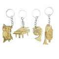 Creative Eco-Friendly Bamboo Keychain with Laser Engraving-DIY Customizable Musical Instruments Design Key Hanger Hook Gifts