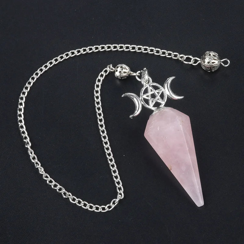 Hypnotic Meditation Pendulum Hexagonal Pyramid Pendant Chakra Necklace Natural Stone Healing Crystal Pendulum