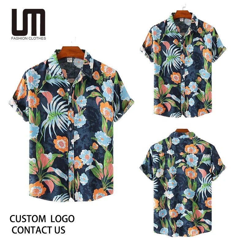 Clearance Sales Men Hawaiian Shirt - Summer Short Sleeve Casual (Floral Print Beach Shirt Breathable Holiday Wear for Vacation)