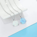Classic Opal Pendant Round Shaped Prong Setting Non Fading Rhodium Plated Pure Silver Opal Pendant Necklaces