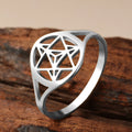 Myshape Merkaba Star Ring Sacred Geometry Wedding Band Mystical Symbol Protection Amulet Stainless Steel Spiritual Jewelry