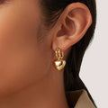 New Arrival 18K PVD Stainless Steel Earring Waterproof Love Heart Charm Dangle Hoop Earrings