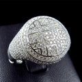 Huitan Imitated Moissanite Diamond New Fashion Luxury Full Crystal Zircon Wedding Gemstone CZ Iced Out Jewelry Silver Mens Rings
