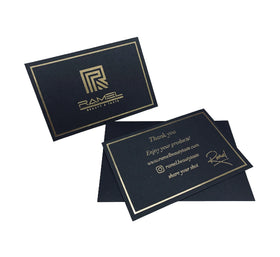 Luxury Customized Matt Black Thank You Card with Carton Envelope Gold Foil Stamping logo
