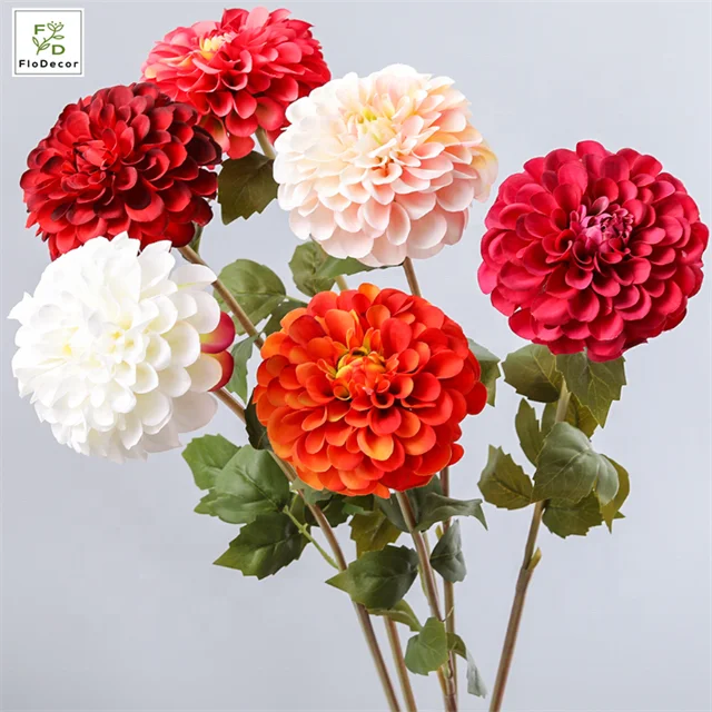Wholesale Artificial Silk Dahlia Flower Single Multi Colors Home Table Center Piece Hotel Wedding Party Decoration Ins