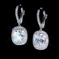CAOSHI Luxury Jewelry Silver Plated Cushion Cut Crystal Drop Dangle Party Fashion Earrings for Women