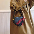 Japanese Cute Girl's Korean-Style Crossbody Bag Women's Small Ribbon Love Bag Zipper Waterproof Polyester Popular Fashion/