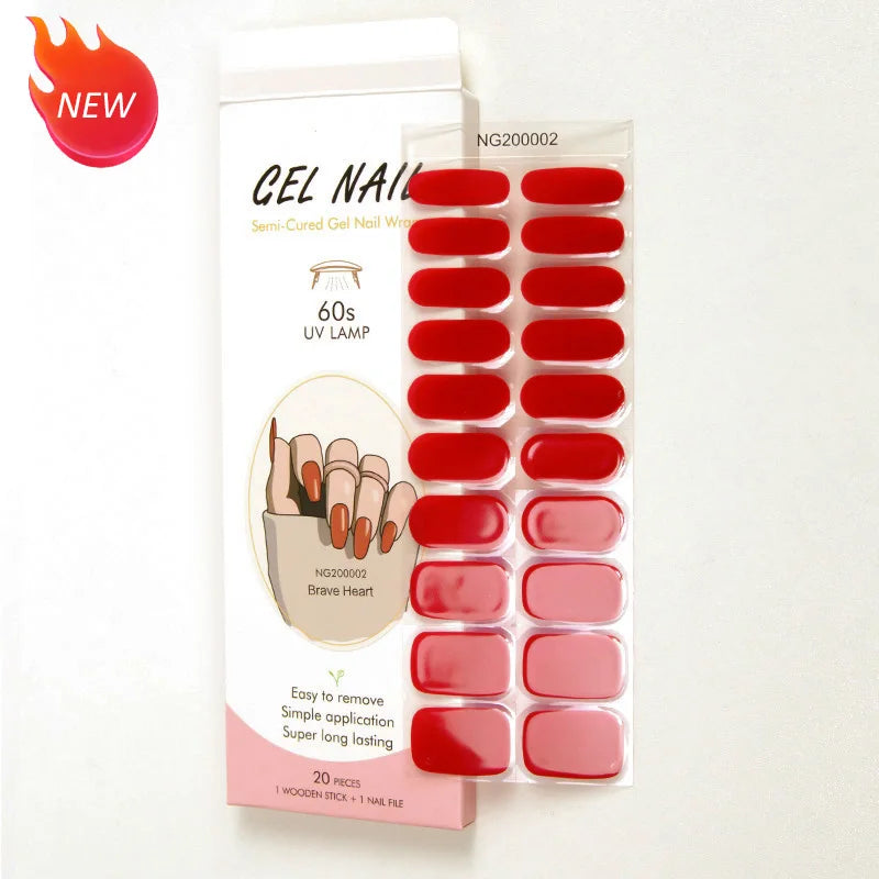 Huizi Factory Nail Supplier New Designs Custom Semi Cured Gel Nail Polish Sticker Wraps