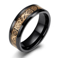 Somen 8mm Black Ceramic Rose Gold Dragon Ring Men Women's  Fashion Jewelry Promise Ring Wedding Engagement Bands Size 6-13