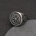 Vintage Punk Ring Jewelry Steel Warrior Men Rings Jewelry 23mm Width Nordic Viking Letter Stainless Steel Ring