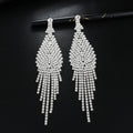 Lady Trendy Accessories Bling Bling Crystal Rhinestone Graduated Tassel Earrings for Social Parties Weddings Engagements Gifts