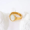 Dainty Fine White Shell 18k Gold Plated Low Shipping Cost Stainless Steel Rings Jewelry Ring