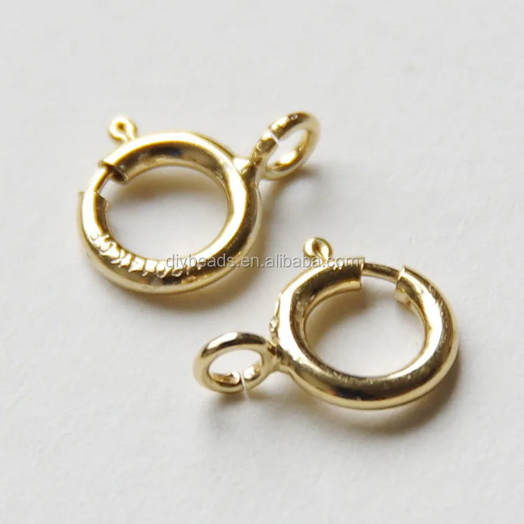 Premium 5mm 6mm 14K Gold Filled Clasp Brass Material Round Spring Clasp for Necklace Bracelet Making