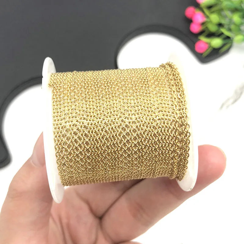 Wholesale Stainless Steel Flat Cross Chain for Sweaters Vacuum Electroplating Gold Rose Jewelry Findings & Components