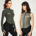 Custom Wholesale Zip up Yoga Athletic Fitness Running Solid Training Sleeveless Sport Gym Fitness Jacket for Women