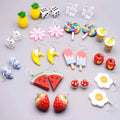 100 pirs Earring For Women Resin Handmade Cartoons Rainbow Lollipop Ice Strawberry Popcorn Pineapple Banana Drop Earrings Gift