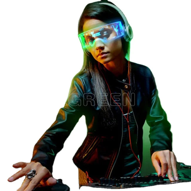 Cyberpunk Future Technology Sense Glasses Science Fiction Led Disco Hot Selling  Luminous Sunglasses
