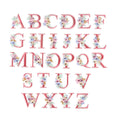 New Design 4.8cm Height Iron on Clothes Decorative Embroidered pink Flower Alphabet Patch