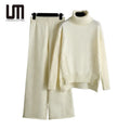 Cheap Autumn Winter Fashion Women s Sweater Outfits Knitted Pullover Loose Wide Leg Pants Two Piece Sets