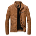 Brown Fall Casual Men's Bike Motorcycle PU for Men Lightweight Outwear PU  Jacket Coat Men