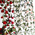 O-X0011 Hot Sale 10 Head Rose Garland Real Touch Rose Vine With Green Leaves Flower Garland for Home Wedding Decoration
